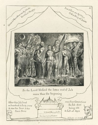 Plate 21, Job and His Wife Restored to Prosperity, Illustration from the 